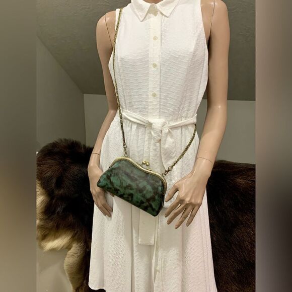 Handsewn Vintage Genuine Cowhide Clutch/Wristlet/Crossbody & 2 Chain Styles - Picture 5 of 13